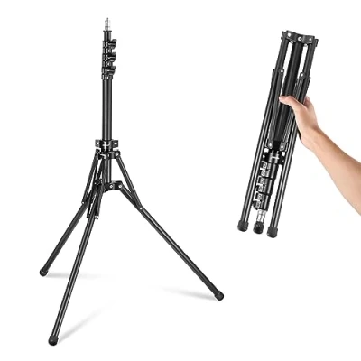 Immagine di NEEWER Stativo Luce in Metallo con Gambe Reversibili 180e Borsa, 178cm Treppiede Portatile Vite 1/4 5/8 per Fotografia Interna Esterna Speedlite Strobo Ring Light Softbox, ST178R Nero