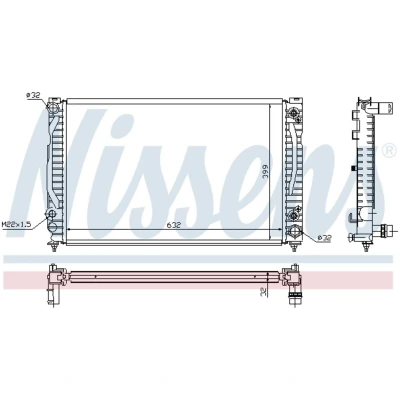 Immagine di NISSENS 60495 Radiatore motore Alluminio 632 399 32 Alette di raffreddamento montate meccanicamente AUDI: A6 C5 Avant, A4 B5 Sedan