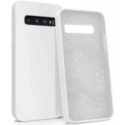 Immagine di MyGadget Custodia per Samsung Galaxy S10 Hardcase con Strato Microfibra &amp; Cover Silicone Resistente Protezione Antigraffio Antiurto Bianco