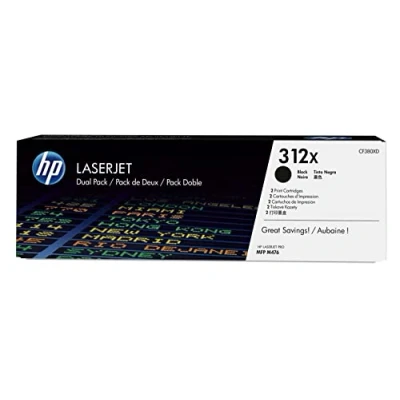 Immagine di HP 312X CF380XD, Multipack da 2 Toner Originali 4400 Pagine, Compatibile con la Stampante LaserJet Pro MFP M476, Nero
