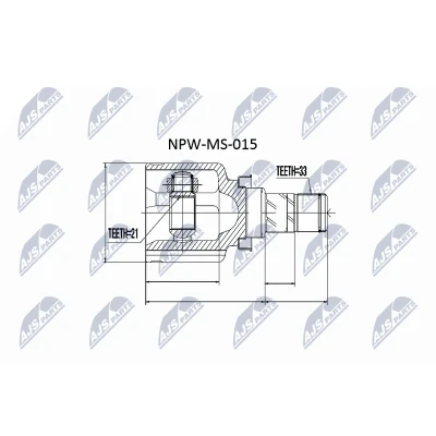 Immagine di NTY NPW MS 015 Kit Giunto Omocinetico Assale anteriore Sx, Dx, sul lato del cambio SMART: Forfour I