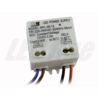 Immagine di Alimentatore LED STABILIZZATO Transformatore MWPOWER, 6W 0,5A 12V per striscia LED, lampadina
