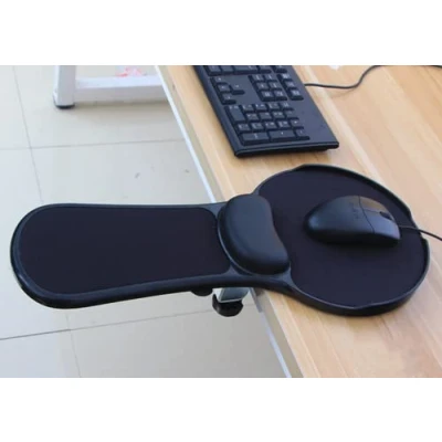 Immagine di XICHEN® Poggiapolsi regolabile di alta qualità per computer Scrivania e sedia doppio scopo attaccabile casa ufficio Tappetino mouse ergonomico (nero)
