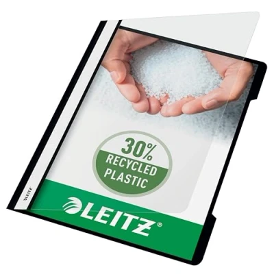 Immagine di Leitz Cartellina Standard in Polipropilene 30% Riciclato, Formato A4, Capacità fino a 60 Fogli 80 gr/mq, Confezione da 25, Nero, 41910195