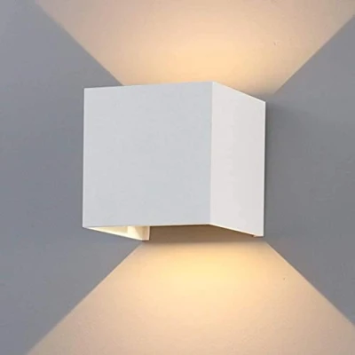 Immagine di K Bright 12W Applique da Parete Interno/Esterno Moderno Esterno Bianco Caldo 3000K Lampada Angolo del Fascio Regolabile IP65 Impermeabile (Bianco)