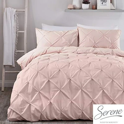 Immagine di Serene Lara Set copripiumino per letto singolo, con ruches, facile da pulire, colore: cipria