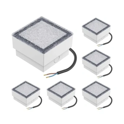 Immagine di ledscom.de 6 pezzi LED pavimentazione pietra terra luce da incasso CUS per esterni, IP67, angolare, 10 x 10cm, bianco caldo