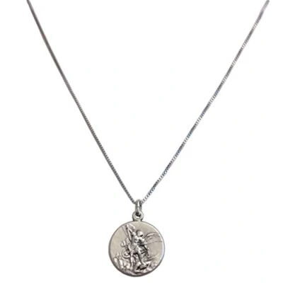 Immagine di Medaglia di San Michele Arcangelo In Argento Massiccio 925 con Catenina