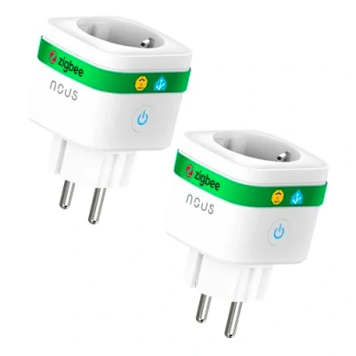 Immagine di NOUS A7Z Presa Intelligente ZigBee con Monitoraggio Energia, 16A, Controllo App &amp; Voce, Timer e Programmi, Compatibile Alexa, Google Home, Home Assistant, Tuya, Richiede Hub ZigBee, 2 Pack