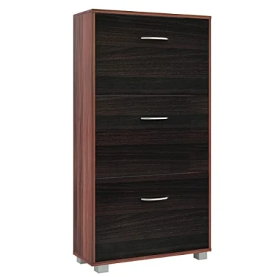 Immagine di CASARIA Scarpiera Mobile per Scarpe Legno Marrone 3 Scompartimenti 115x60x24 cm Scaffale Salvaspazio