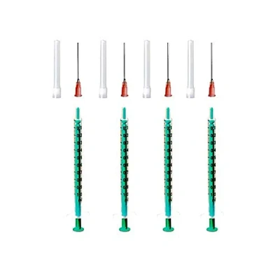 Immagine di Set di 1, 2, 3 o 4 siringhe da laboratorio AE Glas per liquidi 1 ml, con ago smussato, in diverse misure, ideali sigarette elettroniche, hobby e lavori artigianato (4 pezzi)