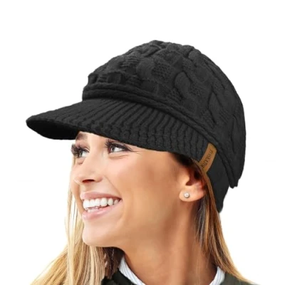 Immagine di TOSKATOK Berretto Invernale da Donna con Visiera in Maglia a trecce Warm R80 Teddy Foderato Pile