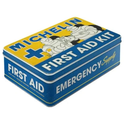 Immagine di Nostalgic Art Contenitori in latta retrò piatti, 2,5 l, Michelin First Aid Kit Idee regalo per amanti di motore, scatola con coperchio, design vintage