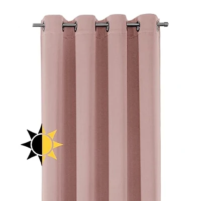 Immagine di BEAUTEX Tenda oscurante con occhielli, oscurante, dimensioni e colore a scelta (larghezza 300 cm, altezza 245 rosa antico)