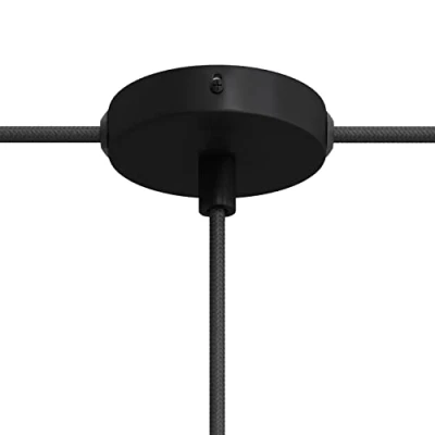 Immagine di creative cables Kit Mini rosone cilindrico in Metallo a 1 Foro Centrale e 2 Laterali Cilindrico, Nero