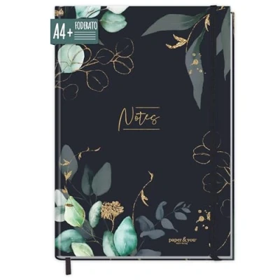 Immagine di Trendstuff by Häfft Taccuino a righe, formato A4+, con elastico, 156 pagine, 78 fogli, utilizzabile come bullet journal, album da disegno, diario, sostenibile e ecologico
