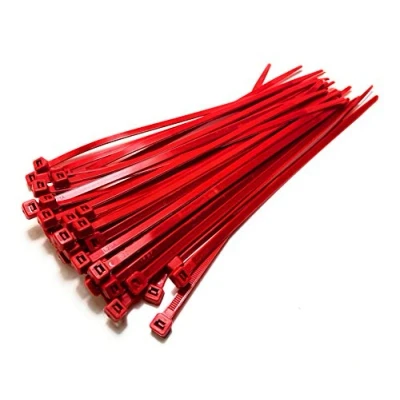 Immagine di Fascette di nylon, lunghe e larghe, cerniere in plastica, bianco nero, misura extra large, rosso