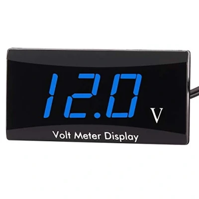 Immagine di Kinstecks ​​Voltmetro per moto DC 12V voltmetro digitale Indicatore LED Display auto Batteria Voltaggio Monitor Blu