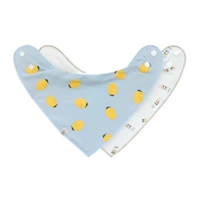 Immagine di LÄSSIG Bavaglino sciarpa triangolare 2 pezzi bottone a pressione reversibile in cotone biologico/Baby Bandana Happy Fruits Lemon