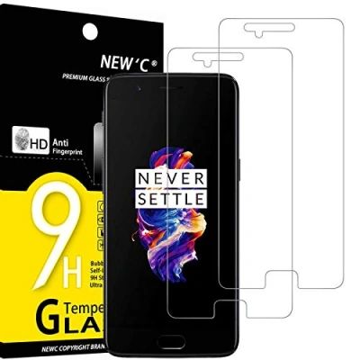 Immagine di NEW&#039;C 2 Pezzi, Vetro Temperato Compatibile con One Plus 5, Pellicola Prottetiva Anti Graffio, Impronte, Durezza 9H, 0,33mm Ultra Trasparente, Resistente