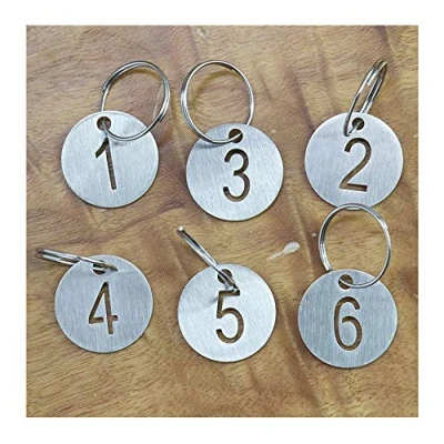 Immagine di Sourcemall Targhette numerate con portachiavi, rotonde, in acciaio inossidabile 1 50