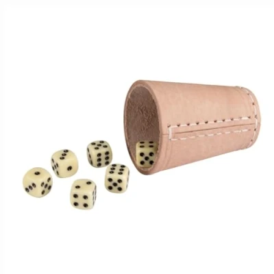 Immagine di GICO Tazza per dadi, coppetta qualità in vera pelle, standard (9 cm) con 6 5902