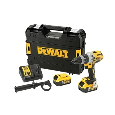 Immagine di Dewalt DCD996P2 2 x 5.0 Ah XR Li Ion Brushless Kit Trapano 18 V, Giallo/Nero, Set di 7 Pezzi