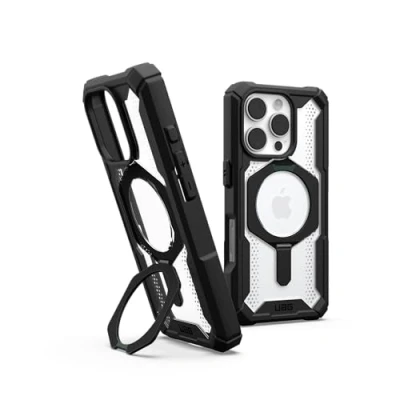 Immagine di Urban Armor Gear Plasma XTE MagSafe Kickstand Case Backcover per cellulare Apple iPhone 16 Pro Nero, Trasparente Compatibile con