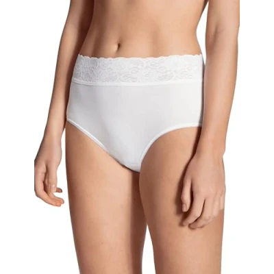 Immagine di Cali Mutandina alta in 100% cotone mercerizzato con fascia comfort pizzo Lycra, 3/S, BIANCO