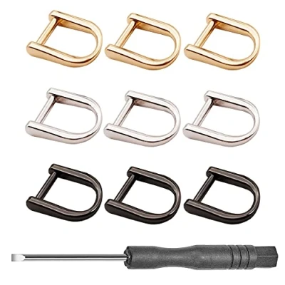 Immagine di 9 Pezzi D Anelli Ring, per Borse Fibbia Metallo Cucito, di regolazione in lega zinco, a forma D,E un cacciavite, Borsa, Fibbia, Cinturini, Cintura
