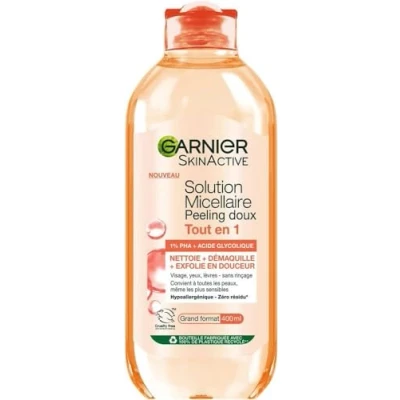 Immagine di Garnier Acqua Micellare All in 1 Peeling Dolce 1% PHA &amp; Acido Glicolico Esfoliante Lisciante Per tutti i tipi di pelle Senza risciacquo Formula Vegan Ipoallergenico 400 ml
