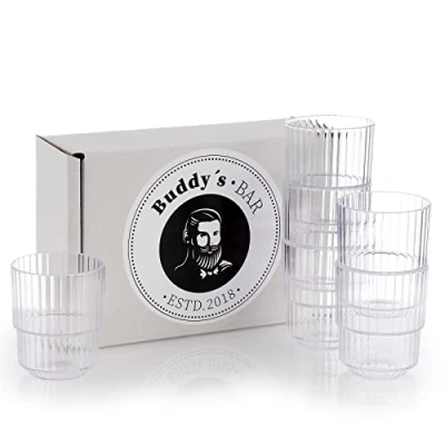 Immagine di Buddy&#039;s Bar Set di 6 bicchieri in plastica Tritan alta qualità, 0,15 litri, senza BPA, impilabili, infrangibili, riutilizzabili e lavabili lavastoviglie, 150 ml