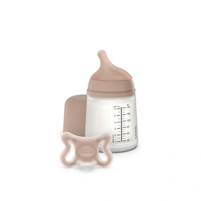 Immagine di Suavinex, Biberon Anti Coliche + ciuccio Zero Zero. da 180 ml con tettarella a flusso adattabile (A) e per neonati taglia 2/2 mesi. Adatto ai bambini prematuri, medium