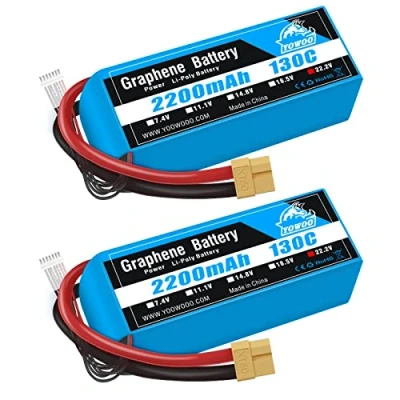 Immagine di Yowoo 2pcs 6s Lipo Batteria 22.2V 2200mAh 130C con XT60 Connettore Grafene per RC Evader BX Auto Truck Truggy Airplane UAV Drone FPV