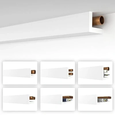 Immagine di HEXIMO profilo angolare bianco, 1,7 metri, profili di copertura XPS per tubi riscaldamento, a L, modello: HRA 1 54 x 66 mm (1,7 metri/listello)