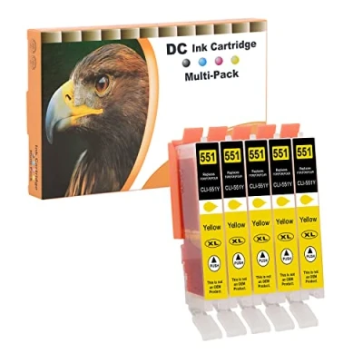 Immagine di D&amp;C Cartucce d&#039;inchiostro compatibili per Canon CLI 551XL Pixma MG6450 MG6650 MG7100 MG7150 MG7550 MX925 iP7200 iP7250 MG5400 MG5450 MG5550 MG5650 MG5655 MX725 MX920 iP8750 (5 Giallo)