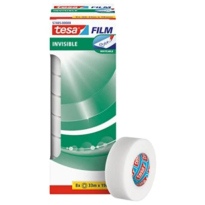 Immagine di tesa SE Invisible Nastro adesivo opaco invisibile, resistente all&#039;invecchiamento e agli strappi, 33 m x 19 mm, confezione da 8, trasparente, m:19 mm