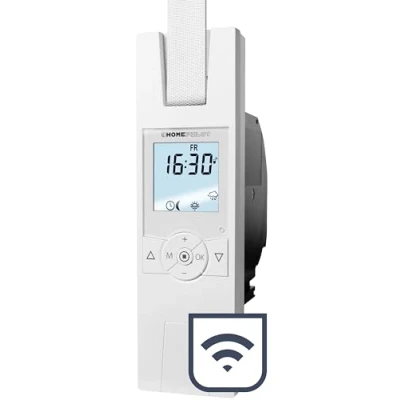 Immagine di HOMEPILOT avvolgitore elettrico smart RolloTron premium mini per tapparelle fino 45 kg (circa 6 m²), cinghia da 15 mm, comp. con telecomando (app &amp; alexa tramite il web server domotico premium)