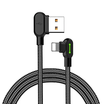 Immagine di Mcdodo® LED 90 gradi cavo Lightning a USB di ricarica veloce dati 2 in lega zinco nylon anti bending fracture compatibile iPhone x 8 7 6 Plus iPad iPod (1.8 m)