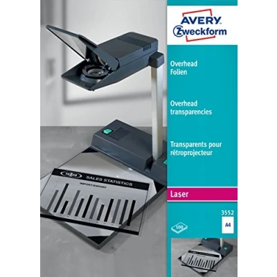 Immagine di Avery Zweckform OHP Laserfolie 3552 Fogli lucidi per lavagne luminose DIN A4 Stampante laser, Fotocopiatrice Trasparente 100 pz.