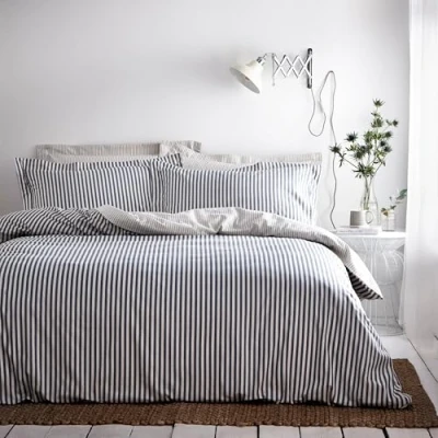 Immagine di The Linen Yard HEBDEN Db Duvet Set, Cotone, Navy/Grey/Natural, Double