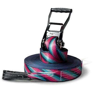 Immagine di Slackline Set 25 metri Lines completo con protezione degli alberi per bambini, principianti, utenti avanzati e professionisti inclusa borsa il trasporto