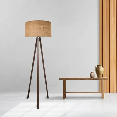 Immagine di lux.pro Lampada da Terra Altezza 140 cm Piantana Tripode a Treppiedi con Paralume in PVC/Tessuto Marrone