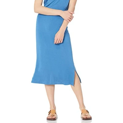 Immagine di Amazon Essentials Gonna Media in Maglia con Elastico Vita (Taglie Forti Disponibili) Donna, Blu, L