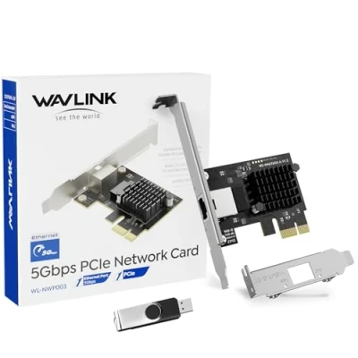 Immagine di WAVLINK Scheda di rete PCIe 5G Base T, adattatore Ethernet PCI Express 5000/2500/1000Mbps con RTL8126, NIC per Windows 11/10/8/8.1/7 e Linux staffa a basso profilo