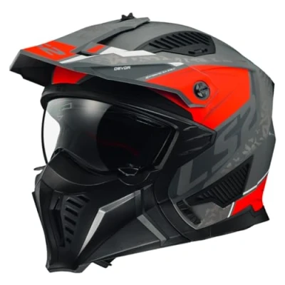 Immagine di LS2, Casco Moto Jet/Modulare DRIFTER DEVOR Matt Silver Titanium Red, XL