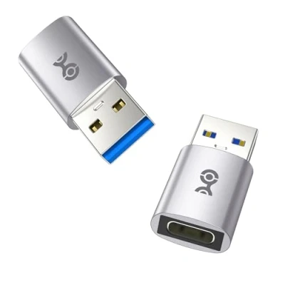 Immagine di Cable Matters 2 Pack, adattatore USB C 10Gbps per ricarica rapida e trasferimento dati ad alta velocità, porta reversibile, iPhone 16, iPad Pro, Galaxy S23