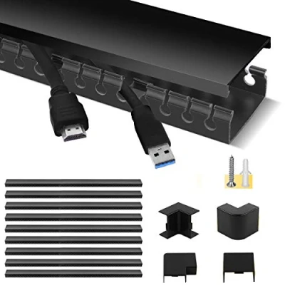 Immagine di Stageek Canalina Coprifili, Cavi, Canali Portacavo, Passacavi, Cable Management Scrivania, Dimensioni: 9x39 CM, Lunghezza totale: 3,5 M Nero
