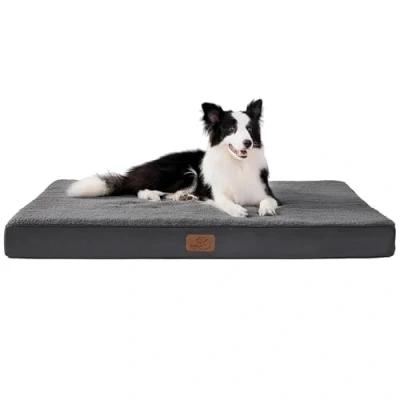 Immagine di Bedsure Cuscino per Cane Gande Materassino Cani Taglia Grande Interno Sfoderabile Lavabile 91x69x7,6 cm Grigio