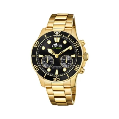 Immagine di Lotus Orologio Modello 18802/2 della Collezione Connected, Cassa 44,5 mm Nera con Cinturino in Acciaio Placcato per Uomo